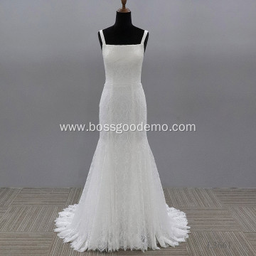 illusion Sleeveless African Mermaid Lace Applique Trumpet Wedding Gowns Sweep Train Bridal Dresses